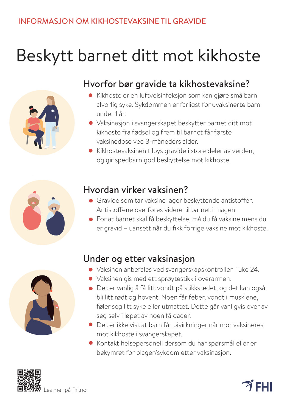 skjermdump av infoark til gravide om kikhostevaksine